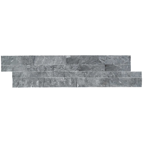 Glacial Grey Splitface Ledger Panel 6 In. X 24 In. Natural Marble Wall Tile, 6PK